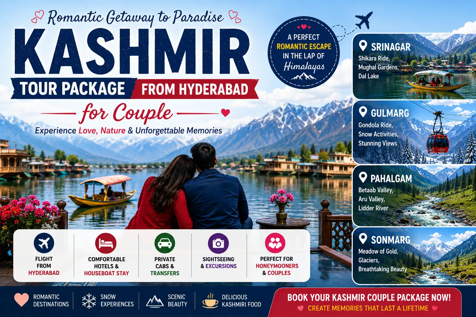 Kashmir Tour Package from Hyderabad for Couple: Complete Romantic Travel Guide