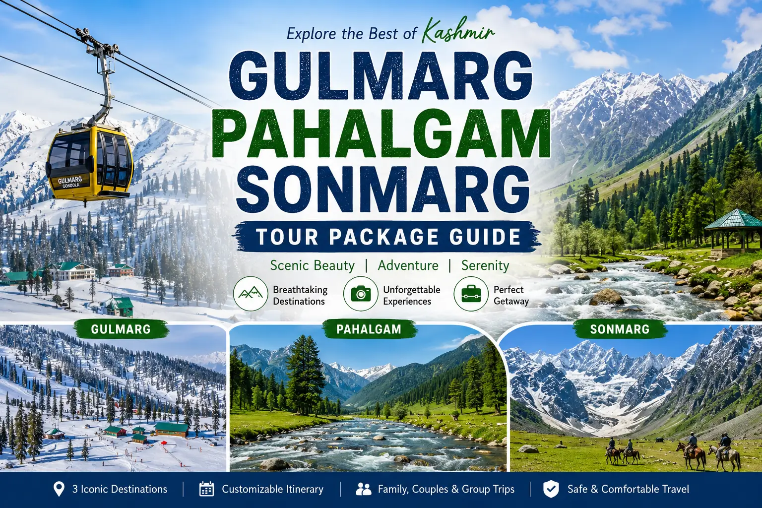 Gulmarg Pahalgam Sonmarg Tour Package Guide: Complete Kashmir Itinerary for Nature & Adventure Lovers