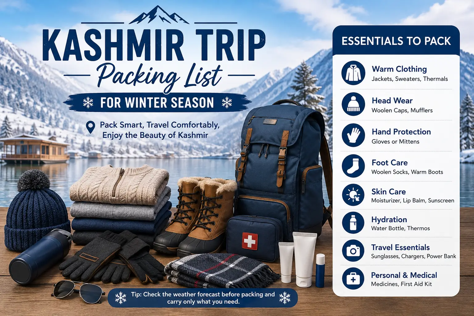 Kashmir Trip Packing List for Winter Season: Complete Travel Checklist Guide